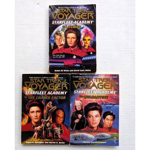 Star Trek Voyager Starfleet Academy Books 1 2 3 Paperback Vintage SIGNED READ - Picture 1 of 7